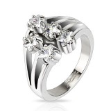 Bague cinq zircones transparents (30)