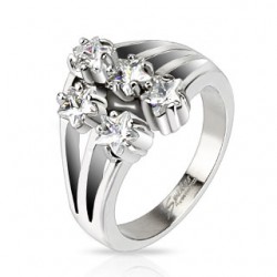 Bague cinq zircones transparents (30)