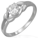 Bague zircone transparent entrelacé (40)