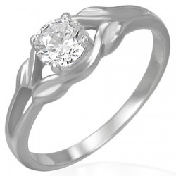 Bague zircone transparent entrelacé (40)