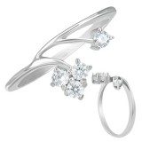 Fine bague avec zircones de style florale (41)
