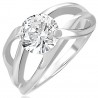 Bague zircone transparent lignes entrelacées (42)
