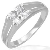 Bague zircone rectangulaire transparent (52)