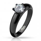 Bague zircone transparent PVD black (57)