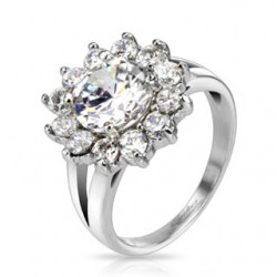Bague zircones transparents flower (71)