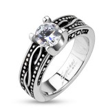 Bague zircone transparent médiévale B (73)