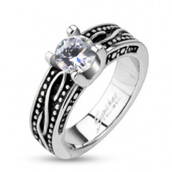 Bague zircone transparent médiévale B (73)