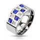 Bague zircones bleus et transparents (75)