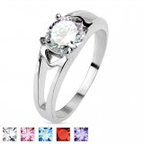 Bague zircone rond rose (85)