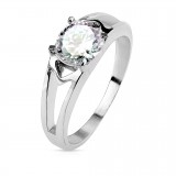 Bague zircone rond rose (85)