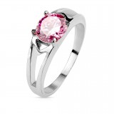 Bague zircone rond rose (85)