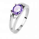 Bague zircone rond rose (85)
