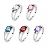 Bague zircone rond rose (85)