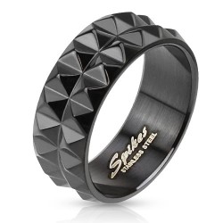 Bague PVD 62 - Deux lignes de petites pointes
