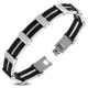Bracelet en acier 60 - Caoutchouc noir avec lignes Grecques