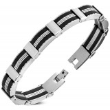Bracelet en acier 61 - Deux lignes noires