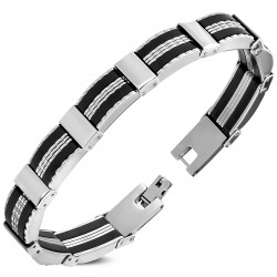 Bracelet en acier 61 - Deux lignes noires