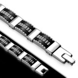 Bracelet en acier 61 - Deux lignes noires