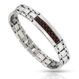 Bracelet en acier 68 - Fibre de carbone rougeatre