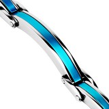 Bracelet en acier 69 - Ligne centrale bleue