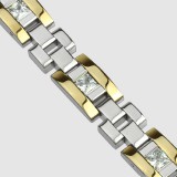 Bracelet en acier 73 - Gold IP et zircones
