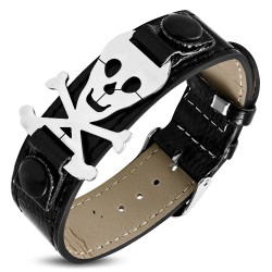 Bracelet vinyle 04 - Black tête de mort