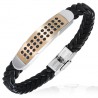 Bracelet prestige 12 - Vinyle et acier petits ronds sur gold-ip rose