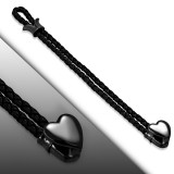 Bracelet prestige 16 - Vinyle et acier coeur noir