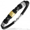 Bracelet prestige 26 - Caoutchouc et acier rondelles trois couleurs
