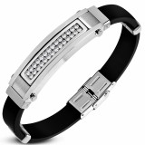 Bracelet prestige 33 - Caoutchouc et acier zircones