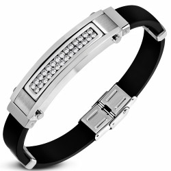 Bracelet prestige 33 - Caoutchouc et acier zircones
