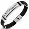 Bracelet prestige 38 - Caoutchouc et acier vague de zircones