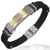 Bracelet prestige 39 - Caoutchouc et acier deux lignes jaunes