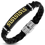 Bracelet prestige 45 - Vinyle et acier symboles Grecs