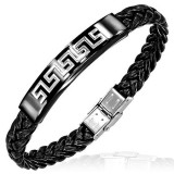 Bracelet prestige 49 - Caoutchouc et acier symboles Grecs