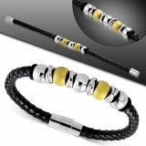 Bracelet fermeture magnétique 08 - Perles jaune set argentées