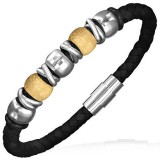 Bracelet fermeture magnétique 08 - Perles jaune set argentées