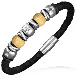 Bracelet fermeture magnétique 08 - Perles jaune set argentées