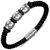 Bracelet fermeture magnétique 09 - Noir trois perles