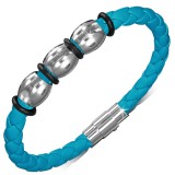 Bracelet fermeture magnétique 10 - Bleu-clair trois perles