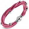 Bracelet fermeture magnétique 13 - Rose Plusieurs tours perles