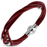 Bracelet fermeture magnétique 14 - Rouge Plusieurs tours perles