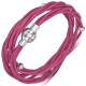 Bracelet fermeture magnétique 20 - Rose foncé plusieurs tours perles