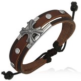 Bracelet en cuir deluxe 01 - Croix de malte