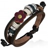 Bracelet en cuir deluxe 05 - Fleur marron