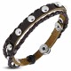 Bracelet en cuir deluxe 13 - Rond en acier
