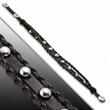 Bracelet en cuir deluxe 13 - Rond en acier