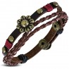 Bracelet en cuir deluxe 15 - Petite fleur laiton
