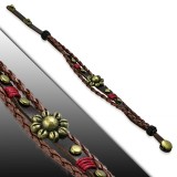 Bracelet en cuir deluxe 15 - Petite fleur laiton