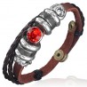Bracelet en cuir deluxe 16 - Strass rouge